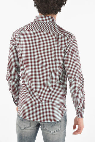 Button-down Gingham Motif Shirt With Breast-pocket