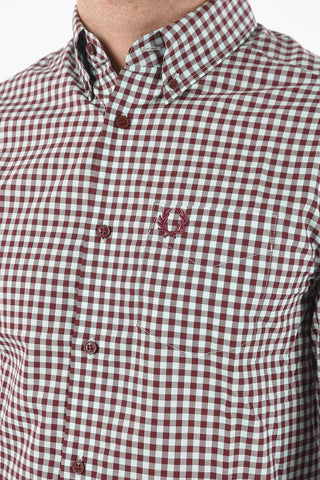 Button-down Gingham Motif Shirt With Breast-pocket