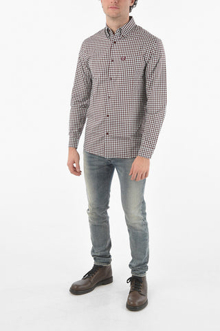 Button-down Gingham Motif Shirt With Breast-pocket