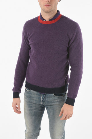 Virgin Wool-blend Crewneck Sweater with Contrasting Trimmings