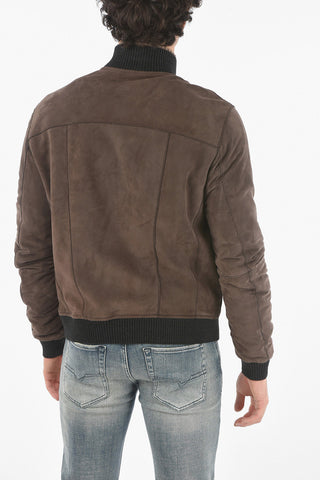 Suede Softail Padded Jacket with Raw Cut-edged