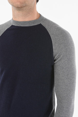 Two Tone Cashmere Blend Crewneck Sweater