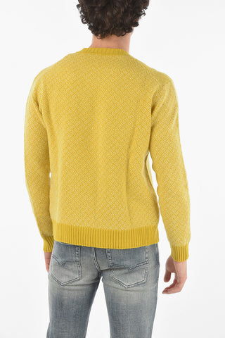 Virgin Wool Diaper Crewneck Sweater