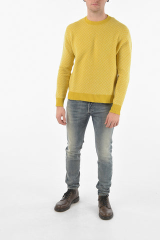 Virgin Wool Diaper Crewneck Sweater