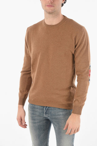Virgin Wool Crewneck Sweater with Patches