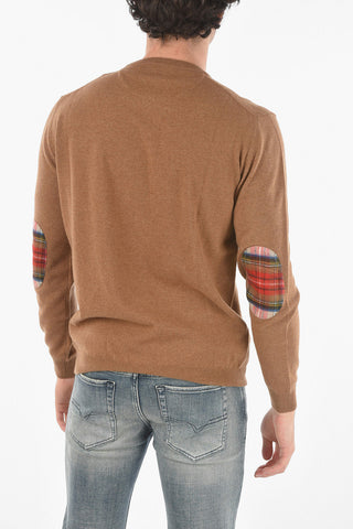 Virgin Wool Crewneck Sweater with Patches