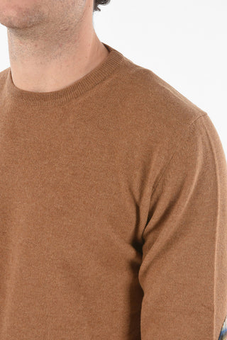 Virgin Wool Crewneck Sweater with Patches
