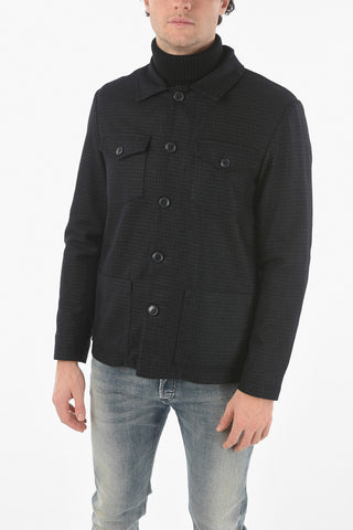 Vichy Checkered Wool Blend DERBY Over Shirt with Double Breast Pocket