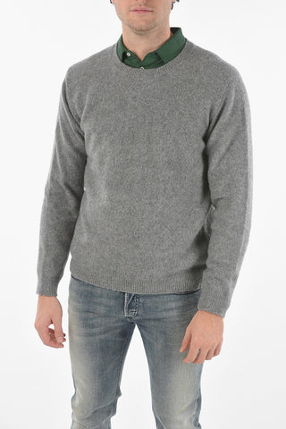 Virgin Wool-blend Crewneck Sweater with Distressed Details