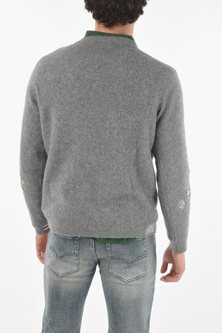 Virgin Wool-blend Crewneck Sweater with Distressed Details