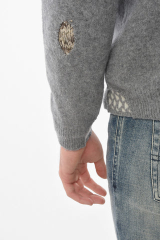 Virgin Wool-blend Crewneck Sweater with Distressed Details