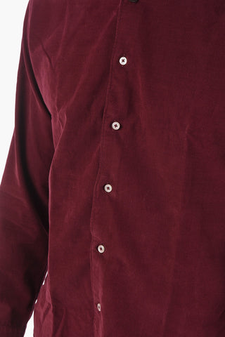 Camicia in Velour a Costine con Collo Italiano