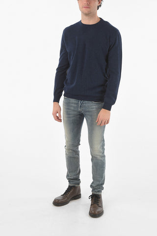 Virgin Wool Crewneck Sweater with Patches