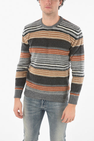 Bayadere Motif Crewneck Sweater