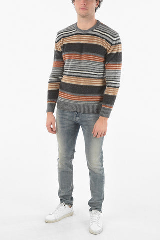 Bayadere Motif Crewneck Sweater