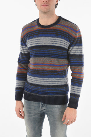 Virgin Wool-blend Crew-neck Sweater in Unbalanced Stripe