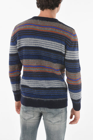 Virgin Wool-blend Crew-neck Sweater in Unbalanced Stripe
