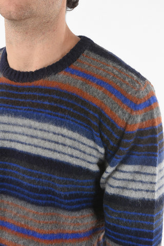 Virgin Wool-blend Crew-neck Sweater in Unbalanced Stripe