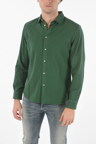 Camicia in Flanella di Cotone con Colletto Italiano