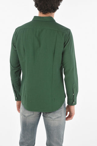 Camicia in Flanella di Cotone con Colletto Italiano