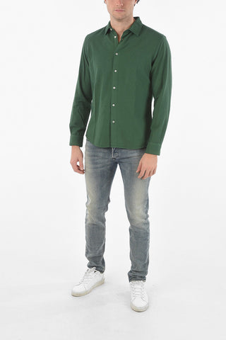Camicia in Flanella di Cotone con Colletto Italiano