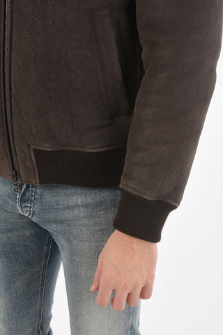 Suede Leather TAKER Shearling Bomber