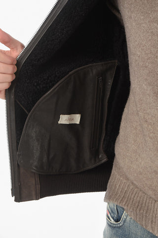Suede Leather TAKER Shearling Bomber