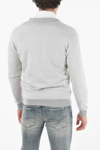 Cardigan Herringbone in Lana Vergine