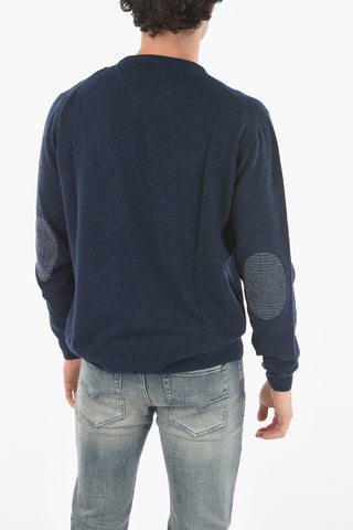 Crewneck Virgin Wool Sweater with Patches
