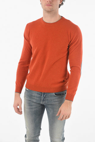 Virgin Wool Crewneck Sweater with Patches