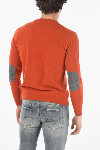 Virgin Wool Crewneck Sweater with Patches