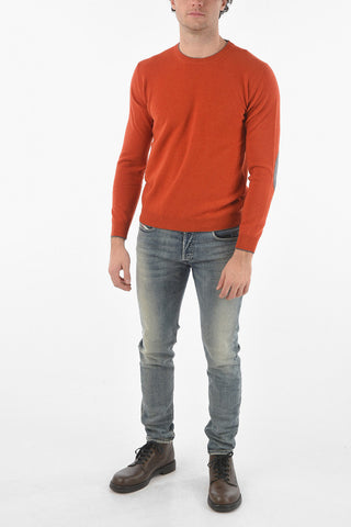 Virgin Wool Crewneck Sweater with Patches
