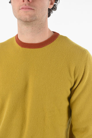 Virgin Wool Crewneck Sweater with Contrasting Trimmings