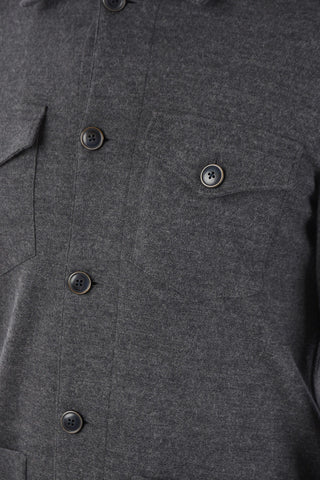 Jersey Virgin Wool DERBY Over Shirt with Double Breast Pocket