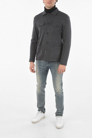 Jersey Virgin Wool DERBY Over Shirt with Double Breast Pocket
