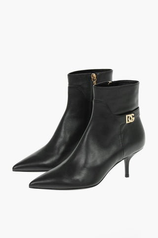 Leather CARDINALE Ankle Booties with Contrasting DG Logo Buckle 7cm