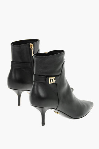 Leather CARDINALE Ankle Booties with Contrasting DG Logo Buckle 7cm