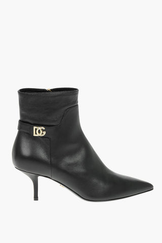 Leather CARDINALE Ankle Booties with Contrasting DG Logo Buckle 7cm