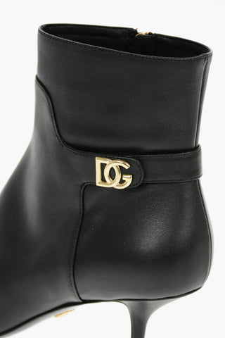 Leather CARDINALE Ankle Booties with Contrasting DG Logo Buckle 7cm