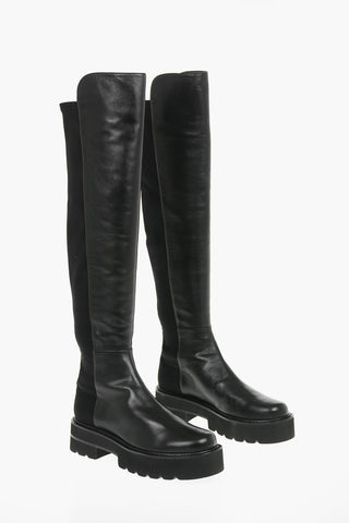 Soft Leather Gabardine ULTRALIFT Over-the-knee Boots with Statement Sole