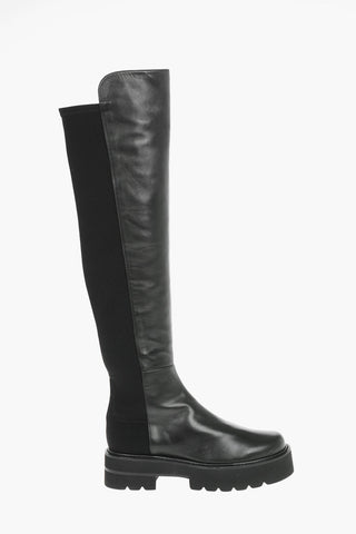 Soft Leather Gabardine ULTRALIFT Over-the-knee Boots with Statement Sole