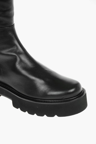 Soft Leather Gabardine ULTRALIFT Over-the-knee Boots with Statement Sole