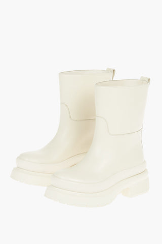 Leather Pull-on Combat Boots with Back Stud