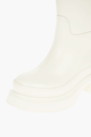 Leather Pull-on Combat Boots with Back Stud