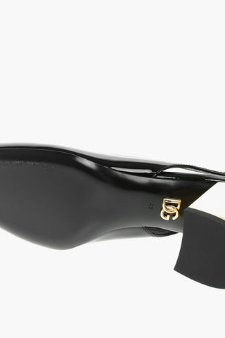 Slingbacks ALEXA in Vernice con Tacco a Blocco Logato in Contrasto 7cm