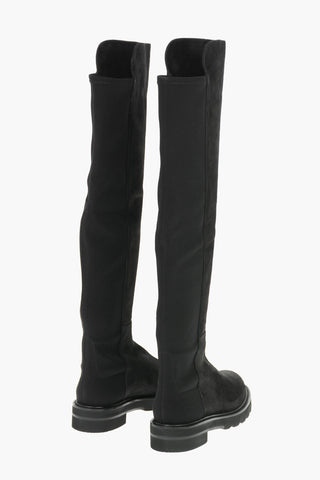 Suede Leather LIFT Over-the-knee Boots with Gabardine Elastic Inserts