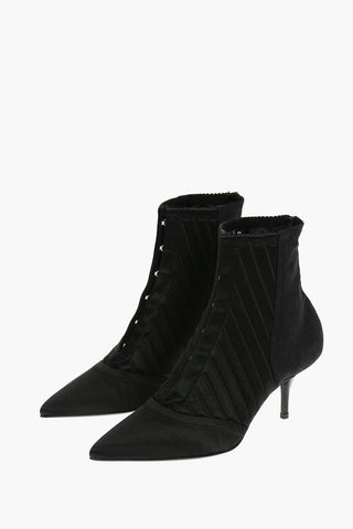 Satin Laced CARDINALE Ankle Booties with Hoops Fastening 7cm