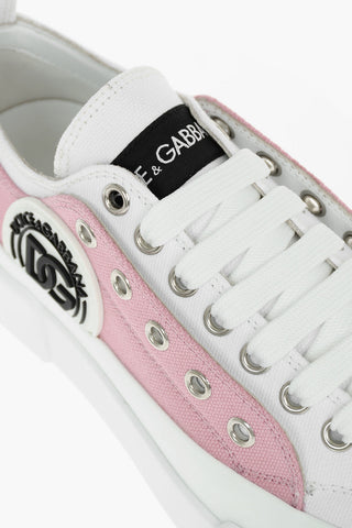 Double-layered Bicolor Canvas D_SNK Sneakers with Lettering Logo