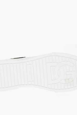 Double-layered Bicolor Canvas D_SNK Sneakers with Lettering Logo