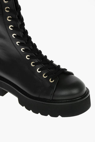Leather RYDER ULTRALIFT Combat Boots with Contrasting Buckle